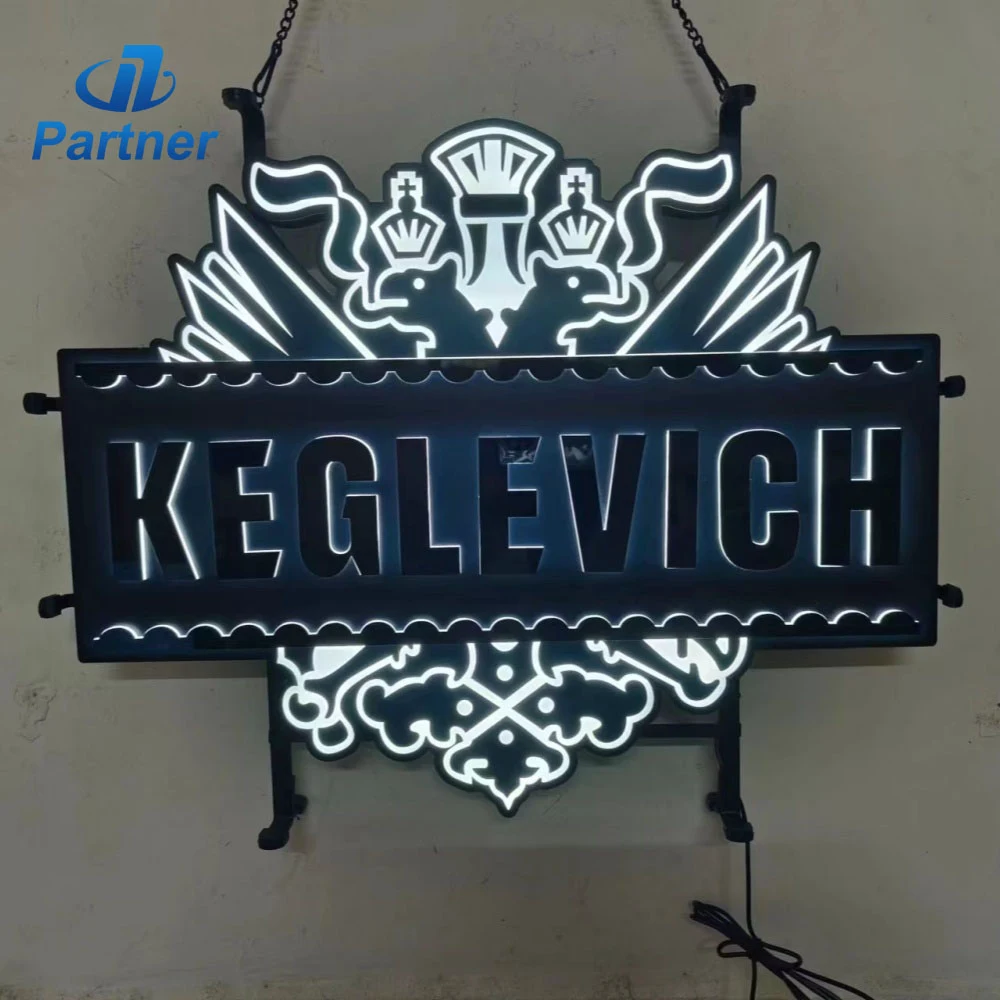 Custom LED Light Box Sign for Bar & Restaurant | Keglevich Illuminated Logo with Neon Effect