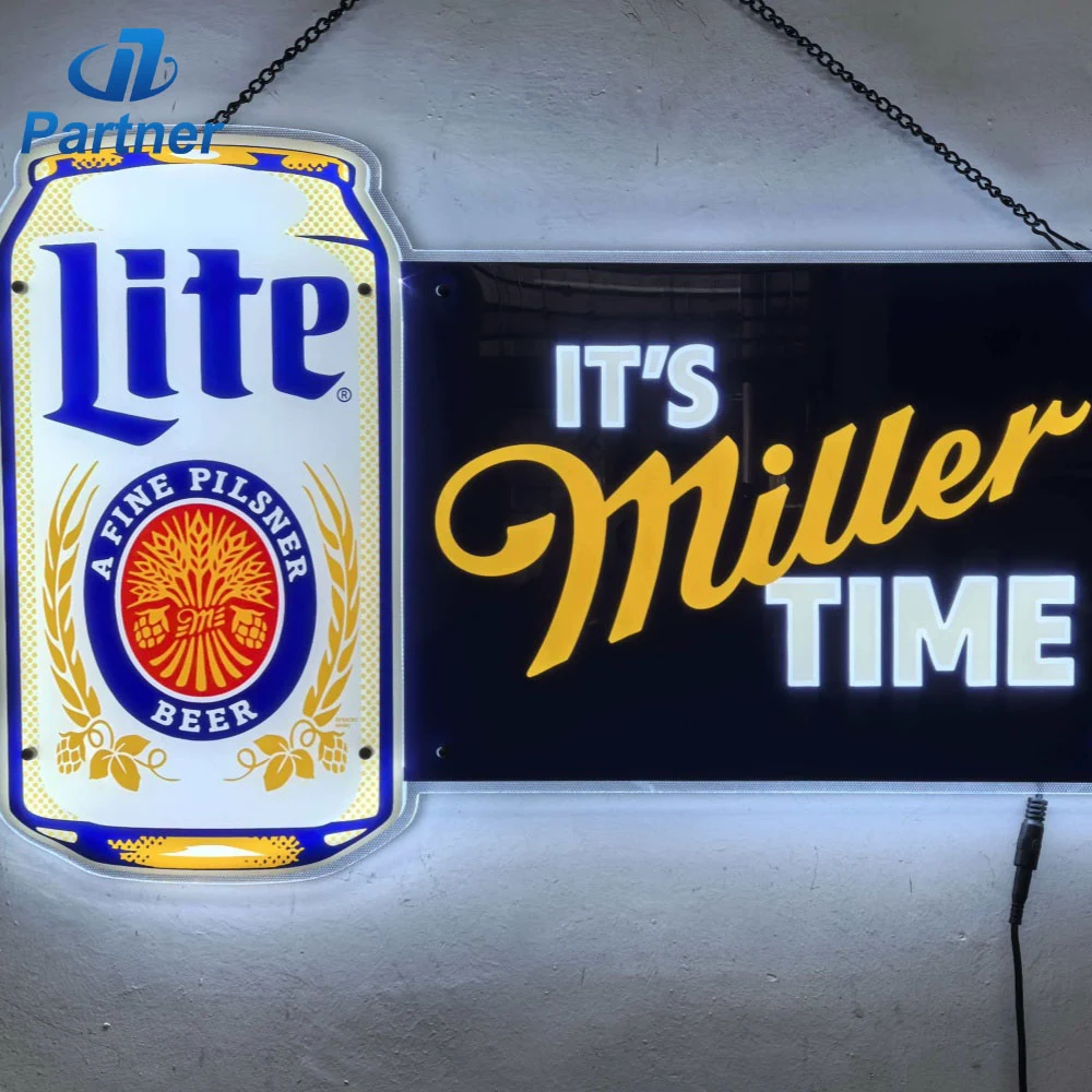 Custom LED Backlit Sign for Bar & Pub | Lite Beer "It's Miller Time" Neon Sign