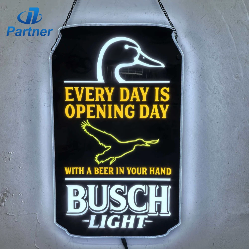 Custom LED Backlit Sign for Bar & Restaurant | Busch Light Beer Neon Sign with Opening Day