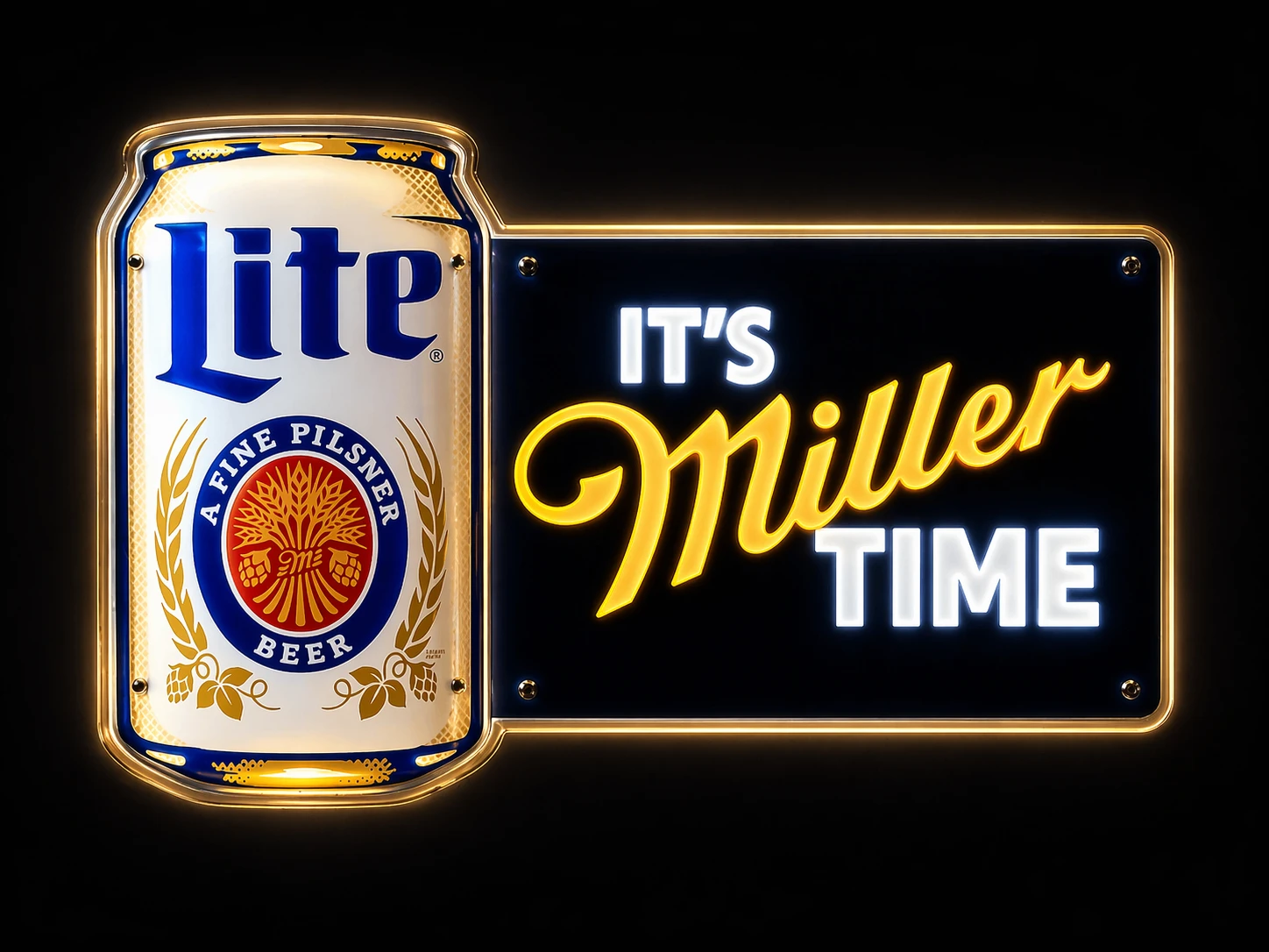 Custom LED Backlit Sign for Bar & Pub | Lite Beer "It's Miller Time" Neon Sign